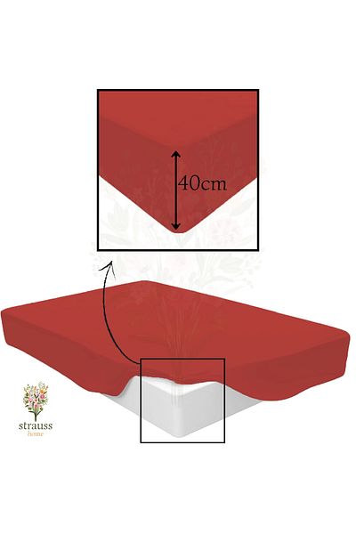 Strauss Home Premium 40cm High Bed Elastic Combed Cotton Sheet 100% Cotton 150Gr/M2 Oeko Tex