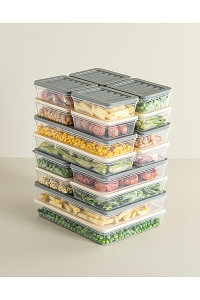 Palica Set of 18 Storage Containers Compatible with Microwave and Deep Freezer