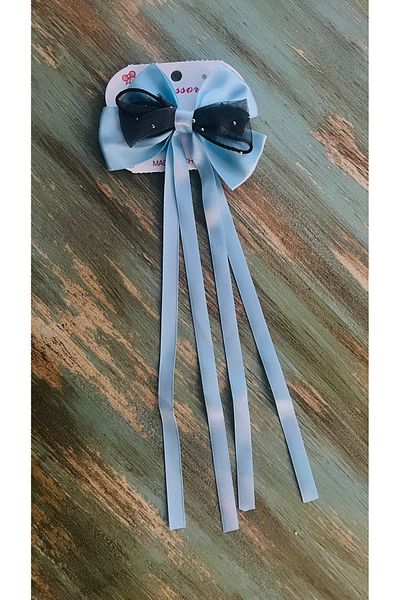 Bright3 Clip-On Double Satin Bow Rhinestone Tulle Detailed Hairpin Mother Daughter Combination Engagement Wedding Valentine's Day