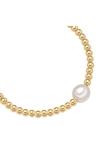YOKOAMİİ Perlenarmband Armband gelbgold Süßwasser-Zuchtperle weiß