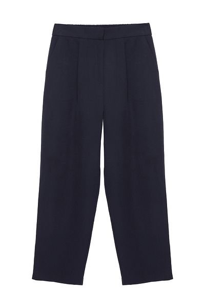 Quzu Navy Blue Fabric - Elastic Waist Trousers