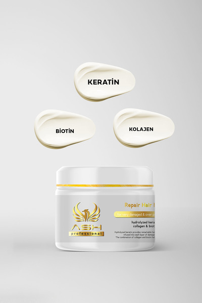 Ash professional Saç Onarıcı Şok Bakım Maskesi , Kolajen, Keratin, Biotin Içe...