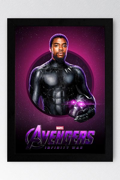 Saturn Black Panther Framed Painting - Marvel Avengers Poster Painting