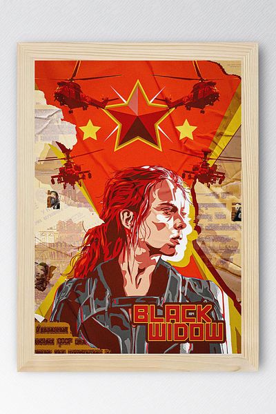 Saturn Black Widow Framed Painting - Marvel Poster Painting