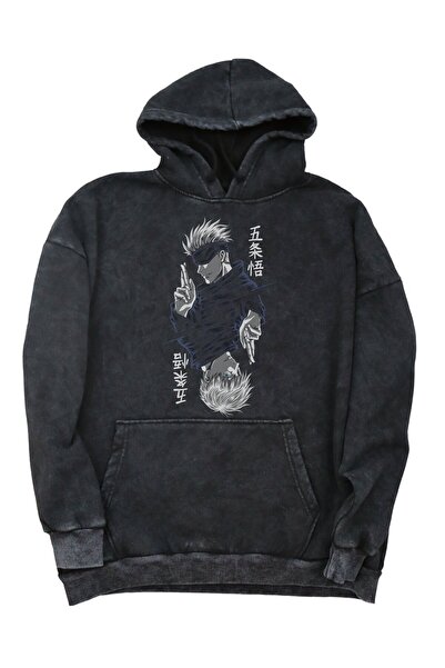 Fuddy Moda Hanorac oversize unisex cu glugă - Gogo Two imprimat, lavabil, han...