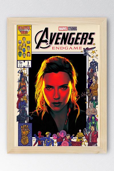 Saturn Pictură înrămată Black Widow - Poster de copertă de benzi desenate Marvel