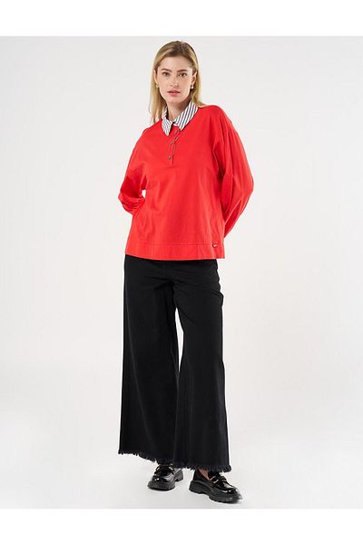 KYR Red Cotton Garnished Blouse