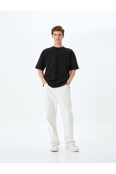 Koton KT - Crew Neck Βαμβακερό κοντομάνικο μπλουζάκι Oversize