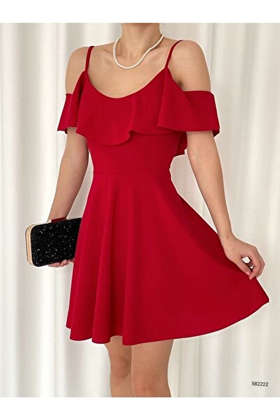 Varyete Askılı Katlı Tasarım Krep Abiye Elbise Nişan Mezuniyet Söz Düğün