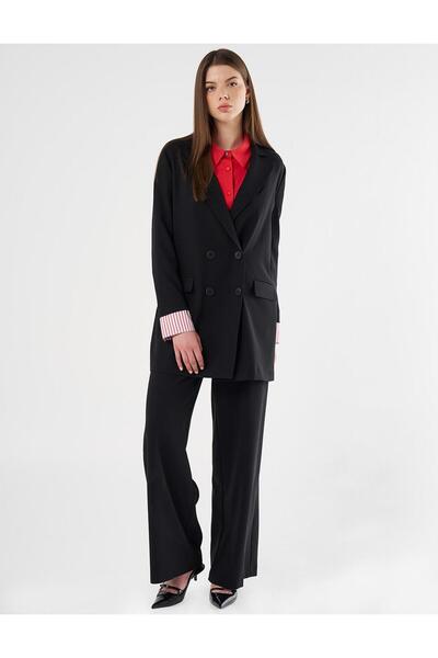 Kayra Erkek Yaka Garnili Blazer Ceket Siyah