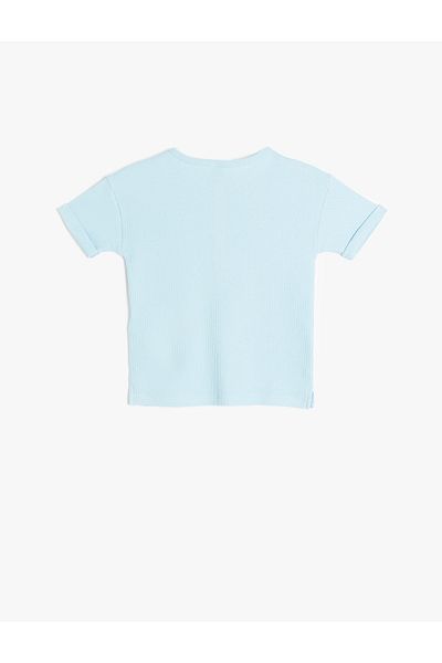 Koton New Season Button Detailed Short Sleeve Cotton Crew Neck Basic T-Shirt