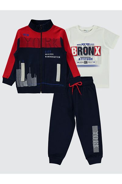 Bizizo Civil Boys Boys 3-Piece Tracksuit Set 2-5 Years Red