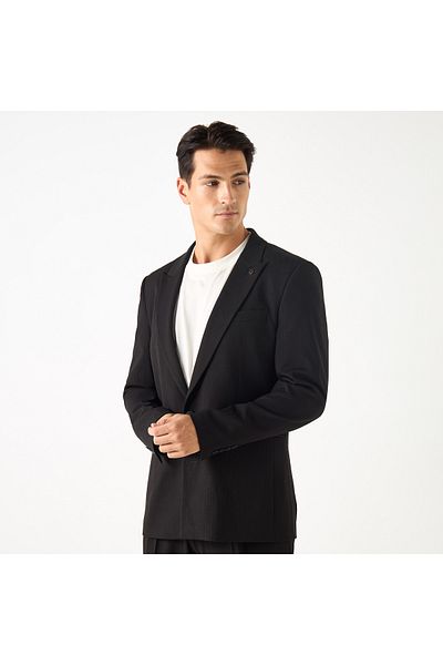 Iconic Solid Peak Lapel Blazer With Pocket
