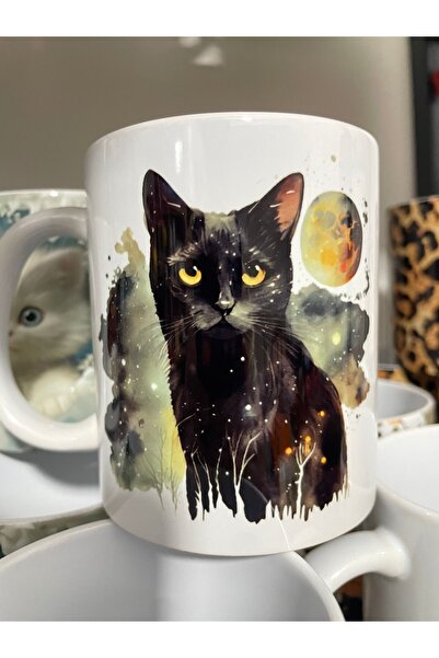 thekam Black Cat Moon Mug Cup a Quality (Cat Printed Cup Cup) Cat Mug Cup