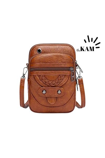 thekam Minimalist Vintage Shoulder Phone Bag, Solid Color Cross Arm Bag