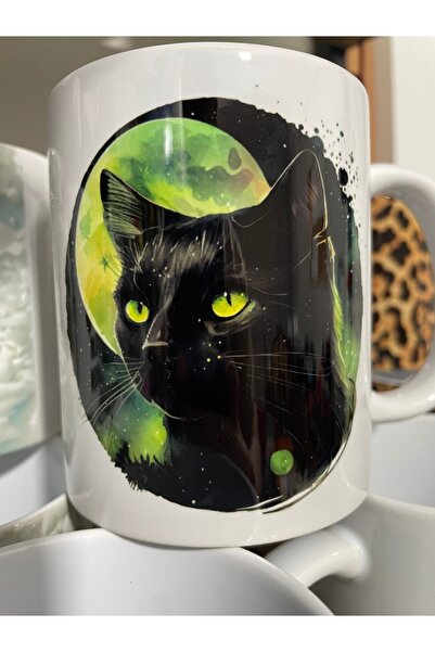 thekam Black Cat Moon Mug Cup a Quality (Cat Printed Cup Cup) Cat Mug Cup