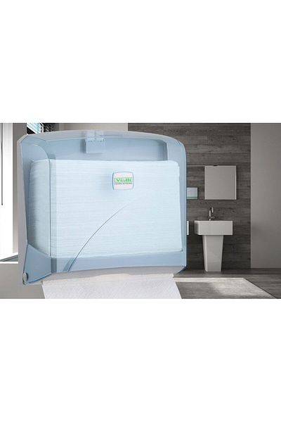 Vialli K1t Z Fold Attan Pull Paper Towel Dispenser Towel Holder - Transparent Blue - 25 Cm- 1 Piece