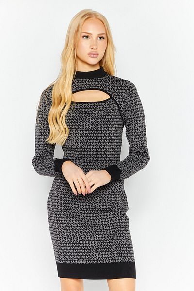 Michael Kors Women Printed Midi Dress, Black