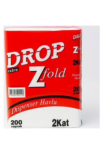 Drop Dispenser Towel / Z Fold / 2 Layers / 12 Packs of 200 Pieces / Box