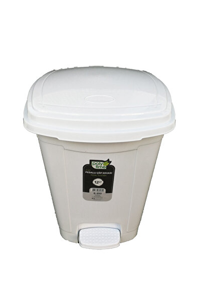 Genel Markalar Pedallı Basmalı Çöp Kutusu Kovası - İç Kovalı - Beyaz - 6 Litr...