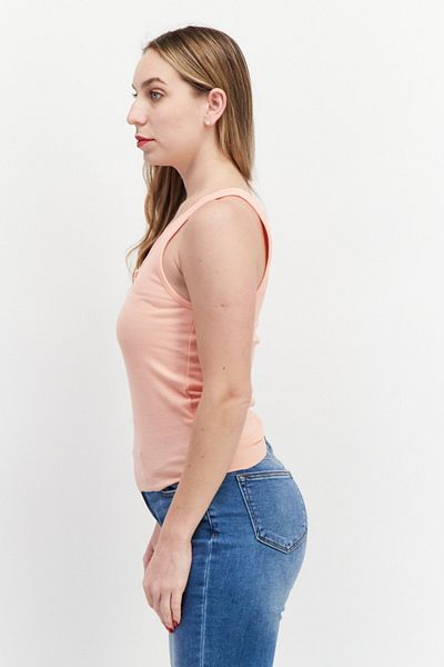 Cotton On Women V-neck Sleeveless Plain Top, Peach