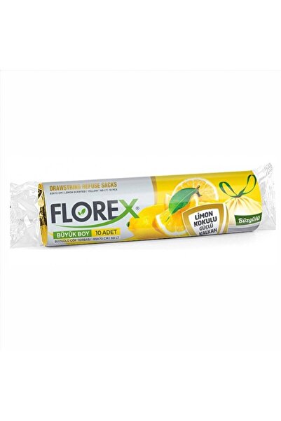 Florex 60 Litre Büzgülü Limon Kokulu Sarı Çöp Torbası Poşeti / 65 x 70 Cm. - ...