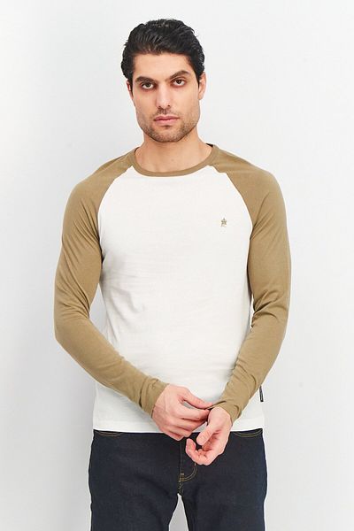 French Connection Men Crew Neck Long Sleeves Brand Logo T-shirt, White
