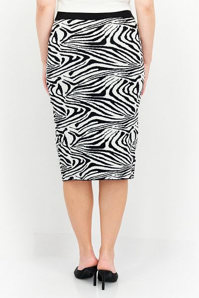 Carmen Marc Valvo Women Animal Print Midi Skirt, Black