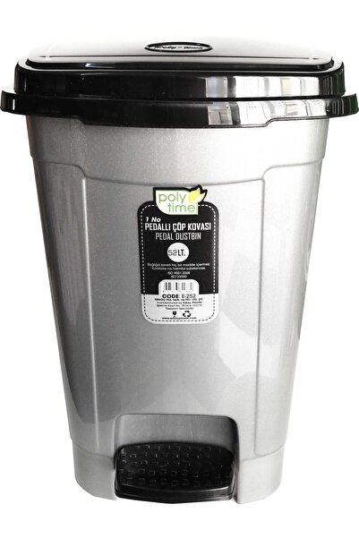 Polytime Pedallı Basmalı Çöp Kutusu Kovası / Gri / 52 Litre / Çıkarılabilir İ...