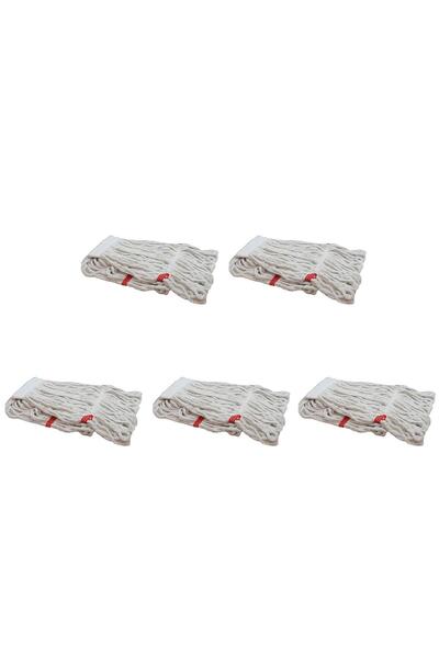 Dar Yedek Islak Mop Paspas Ucu Başlığı Püskül 17 Cm Beyaz 5’li Set