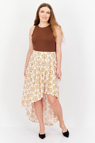 Vince Camuto Women Allover Pattern Midi Skirts, Ivory Combo