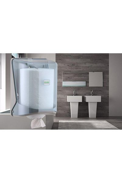 Vialli Og1t Bottom Pull Roll Paper Towel Dispenser Apparatus - Transparent - Plastic - Manual Pull
