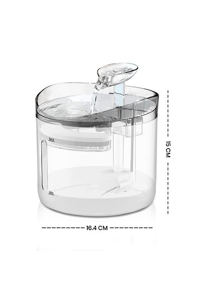 JINOU Round Clear Cat Water Fountain - Premium Acrylic Glass, 1.6l Tank For Cats, Dogs & Pets