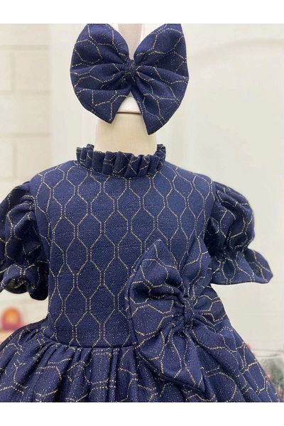 Nissa Blue Yellow Striped Girl's Dress
