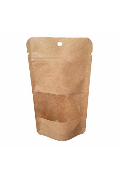 DOYPACK Pencereli Kraft Delikli Kilitli Kese Kağıdı - Orta Boy - 16x27x8 Cm. - 20 Adetlik 5 Paket