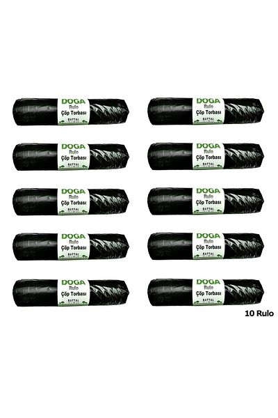 ECOPLAST كيس قمامة أسود كبير الحجم - 300 جرام. - 75x90 سم / 10 لفات من 10 قطع