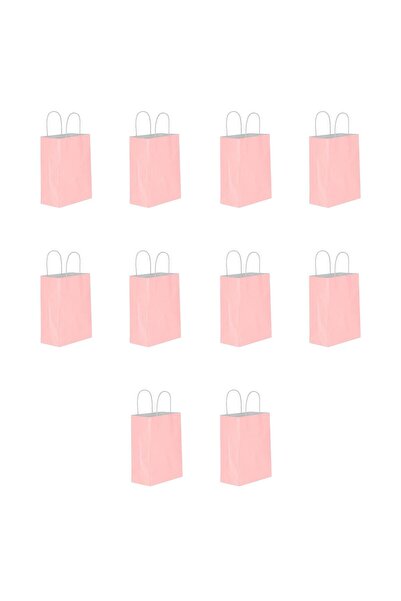 omeyva Büküm Saplı Kraft Kağıt Karton Hediyelik Çanta Poşet Torba - Pembe - 2...