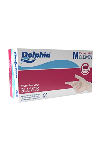 Dolphin Pudrasız Vinil Vinyl Tek Kullanımlık Eldiven Şeffaf Medium Orta Boy - 100'lü Paket