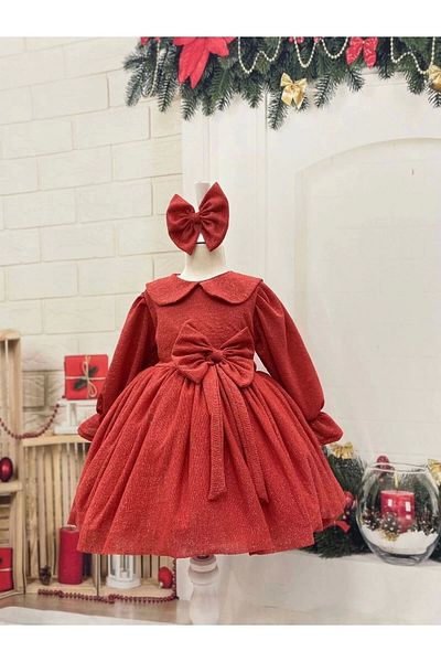 Nissa Pomegranate Flower Baby Girl's Dress with Collar