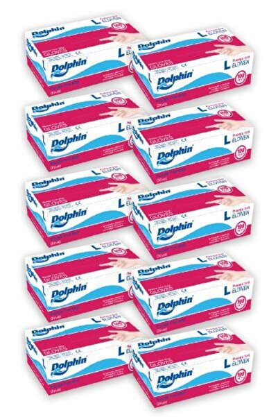 Dolphin Pudrasız Vinil Vinyl Tek Kullanımlık Eldiven Şeffaf Large Büyük Boy -...