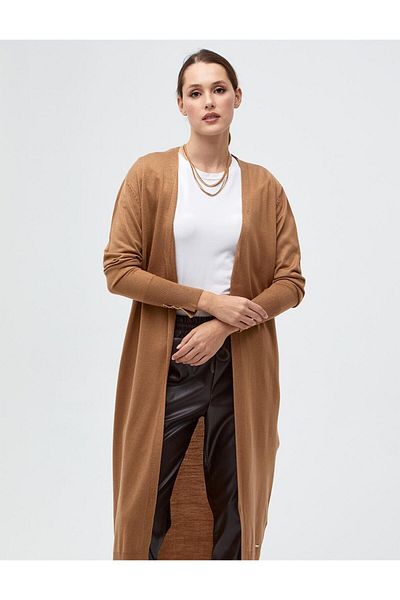 Kayra Long Knit Cardigan Beige