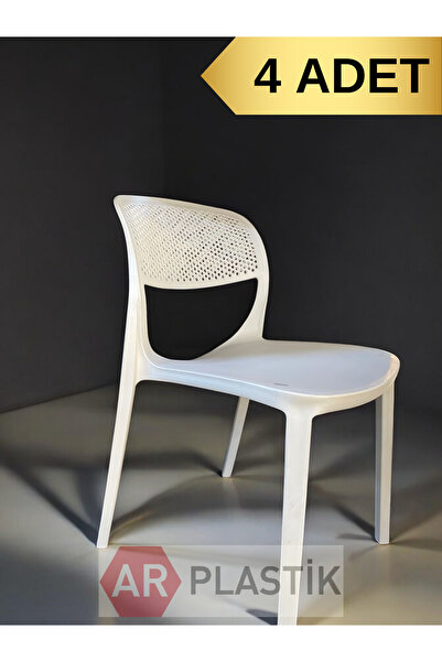 AR PLASTİK Barbi Model Sandalye 4 ADET, Bahçe Sandalyesi, Balkon Sandalyesi