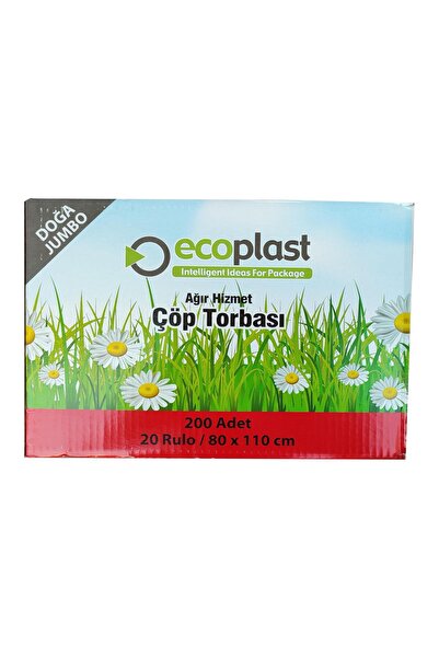 ECOPLAST Battal Boy Çöp Torbası Poşeti -500 Gr. - 90 Litre - 80 x 110 Cm / 10 Adetlik 20 Rulo / Koli