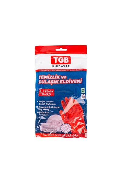 TGB Mutfak Bulaşık Temizlik Ev İş Eldiveni - Kırmızı - No: 8 / Medium - 1 Çif...