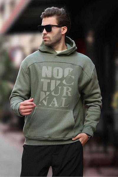 Madmext Men's Hooded Khaki Sweatshirt 7062 - Pocket Detailed