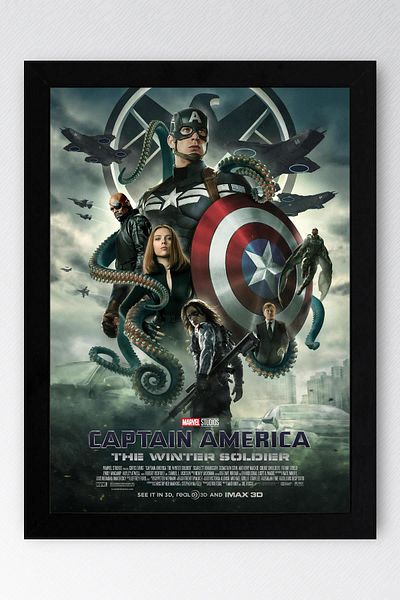 Saturn Pictură înrămată Captain America - Poster The Winter Soldier Marvel