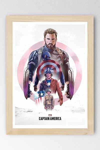 Saturn Captain America Framed Painting - Captain America Marvel Poster Painting