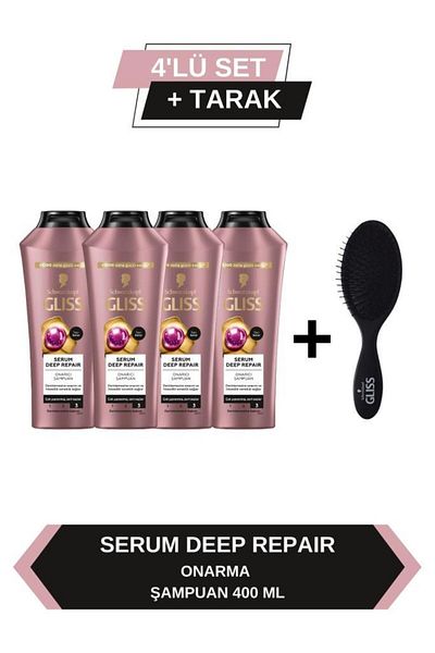 Gliss Serum Deep Repair - Repair Shampoo 400ml X 4 Combs