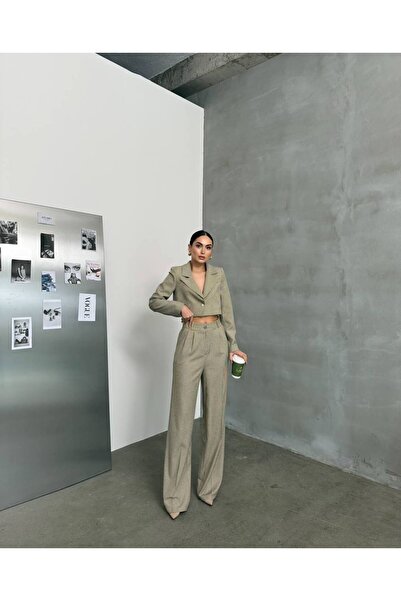 Bak'ap Premium Gingham - Παλτό Blazer με επένδυση καρό-Παντελόνι- Σετ δύο τεμαχίων