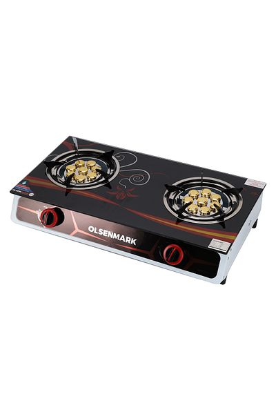 Olsenmark Gas Cooker- OMK7021/ Tempered Glass Top Panel, Double Burner